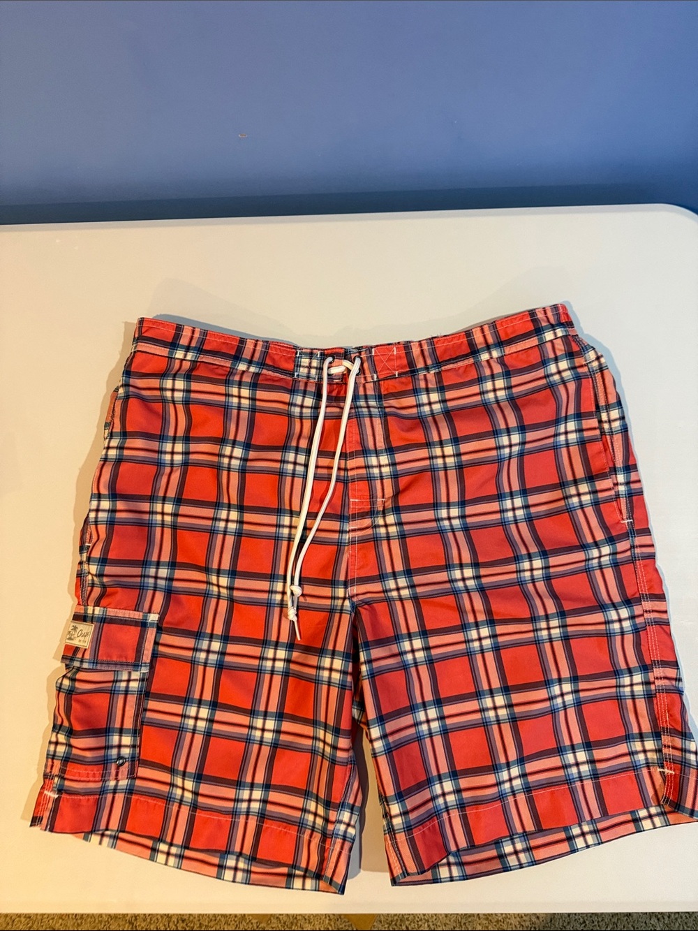 Chaps Red Apple Plaid Men's Swim Board Shorts Trunks XL NWOT